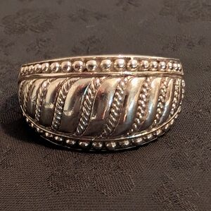 Judith Ripka Ball Bead Solid Sterling Silver Wide Band Dome Ring Size 9